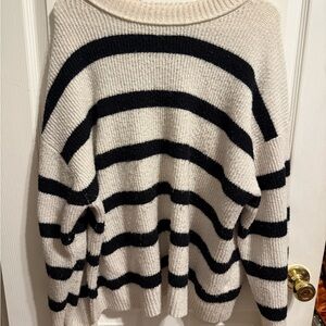 American Eagle Outfitters Black and White Striped Turtleneck Sweater